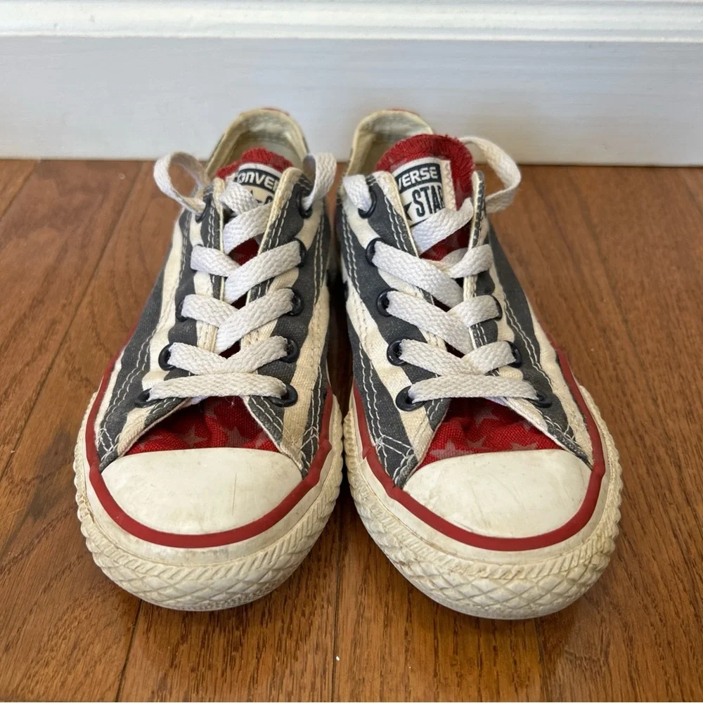 Converse Sneakers American Flag Girls Or Boys Size 12 Red White Blue 4th Of July